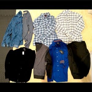 NICE lot of 8 men’s size L name brand long sleeve/sweaters/cardigan/button downs
